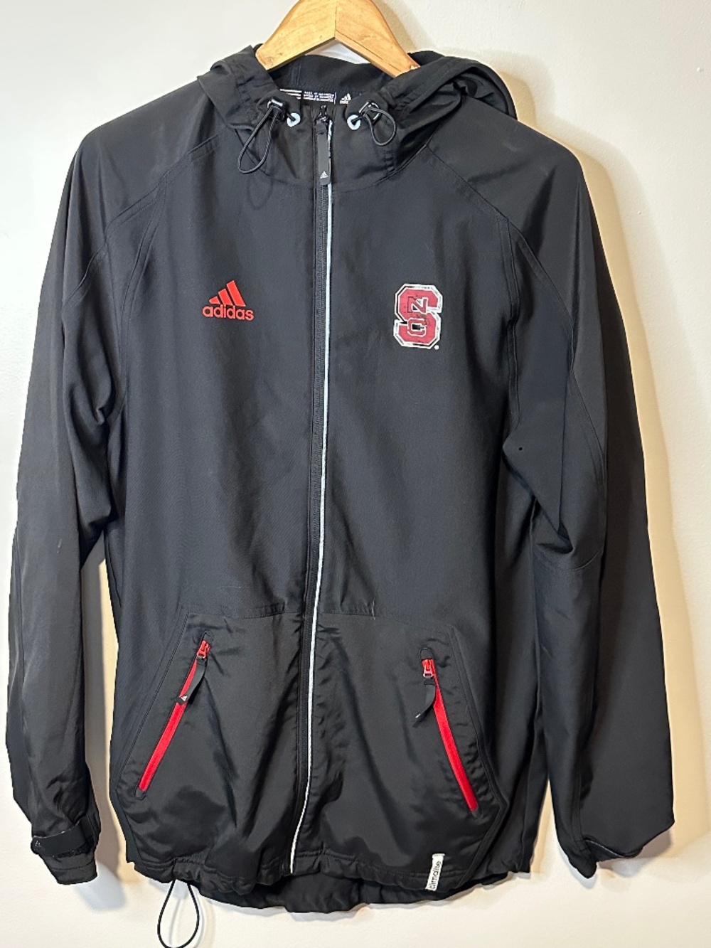 Adidas NC State Rain Jacket Black and Red Size S